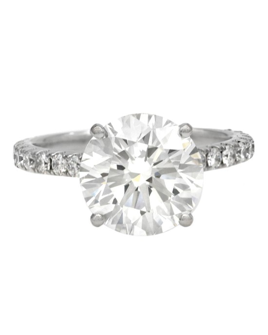 GIA Certified Round Brilliant Cut Diamond Solitaire Ring in 18KW